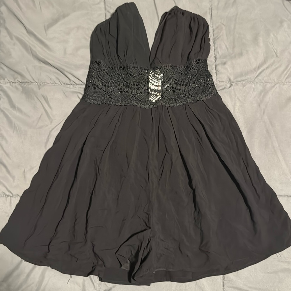 Flare romper with lace mid and back